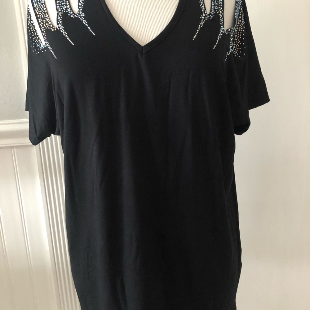 Black womens stretchy to with bling